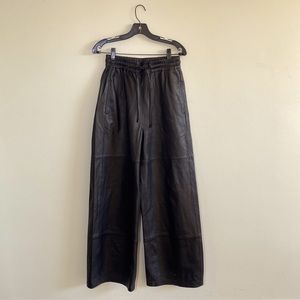 Hailey Bieber Leather Black Pants